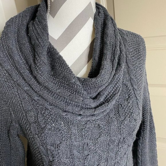 Grey Jeanne Pierre pullover, drape neck sweater - Picture 4 of 8